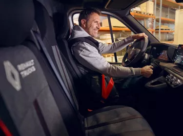 Driver ready for delivery tour in a Renault Trucks Master 4 Red EDITION